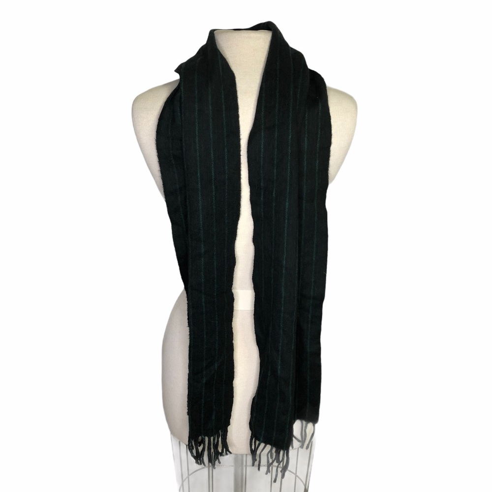 Scots Regal blue green striped cashmere scarf